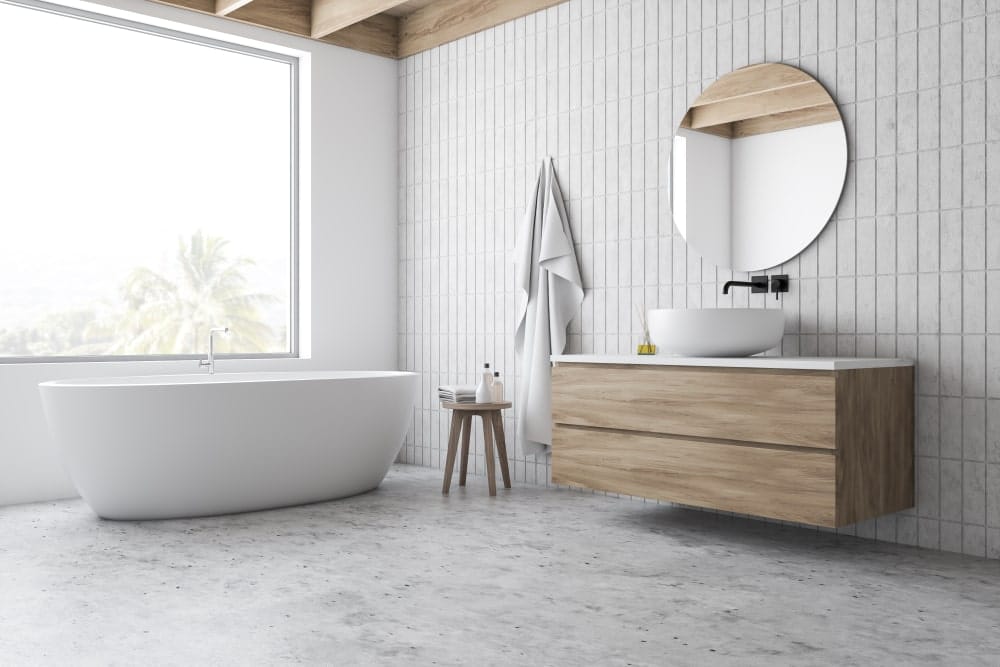 Une Salle De Bains Avec Du Mobilier Fonctionnel