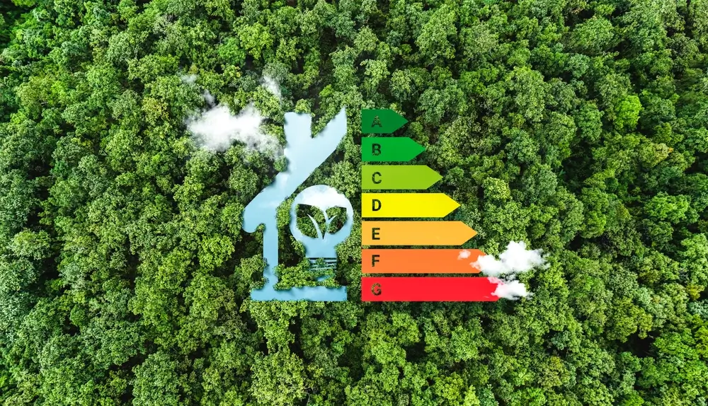 Maison économe en énergie vue du ciel, concept d'efficacité énergétique.
